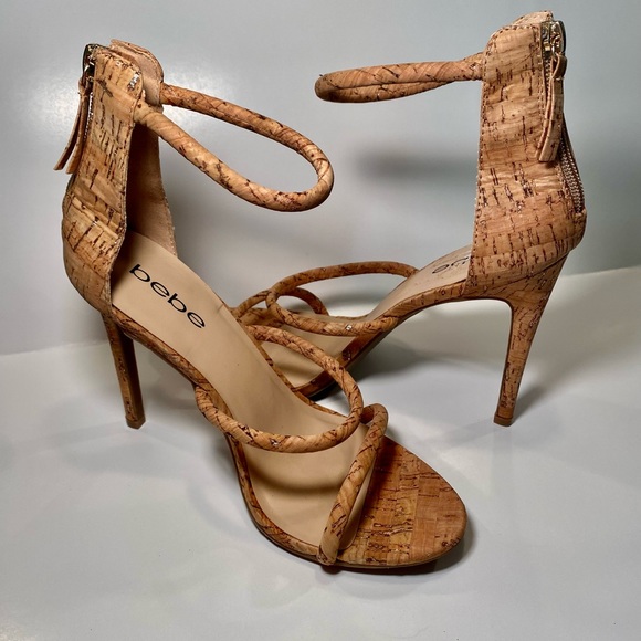 Bebe Cork Ankle Strap Dressy Heels 8.5 - Picture 8 of 14